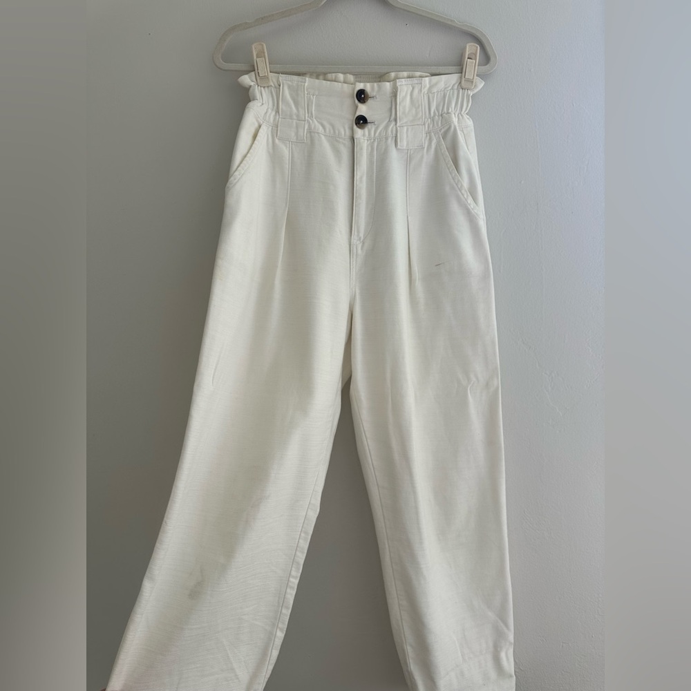 Free People Cream Paperbag Waist Pants